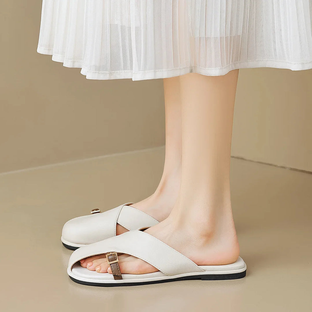 Luella | Sculpted Leather Footbed Sandals