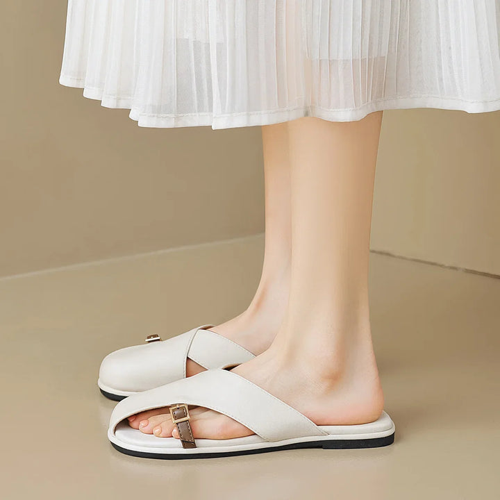 Luella | Sculpted Leather Footbed Sandals