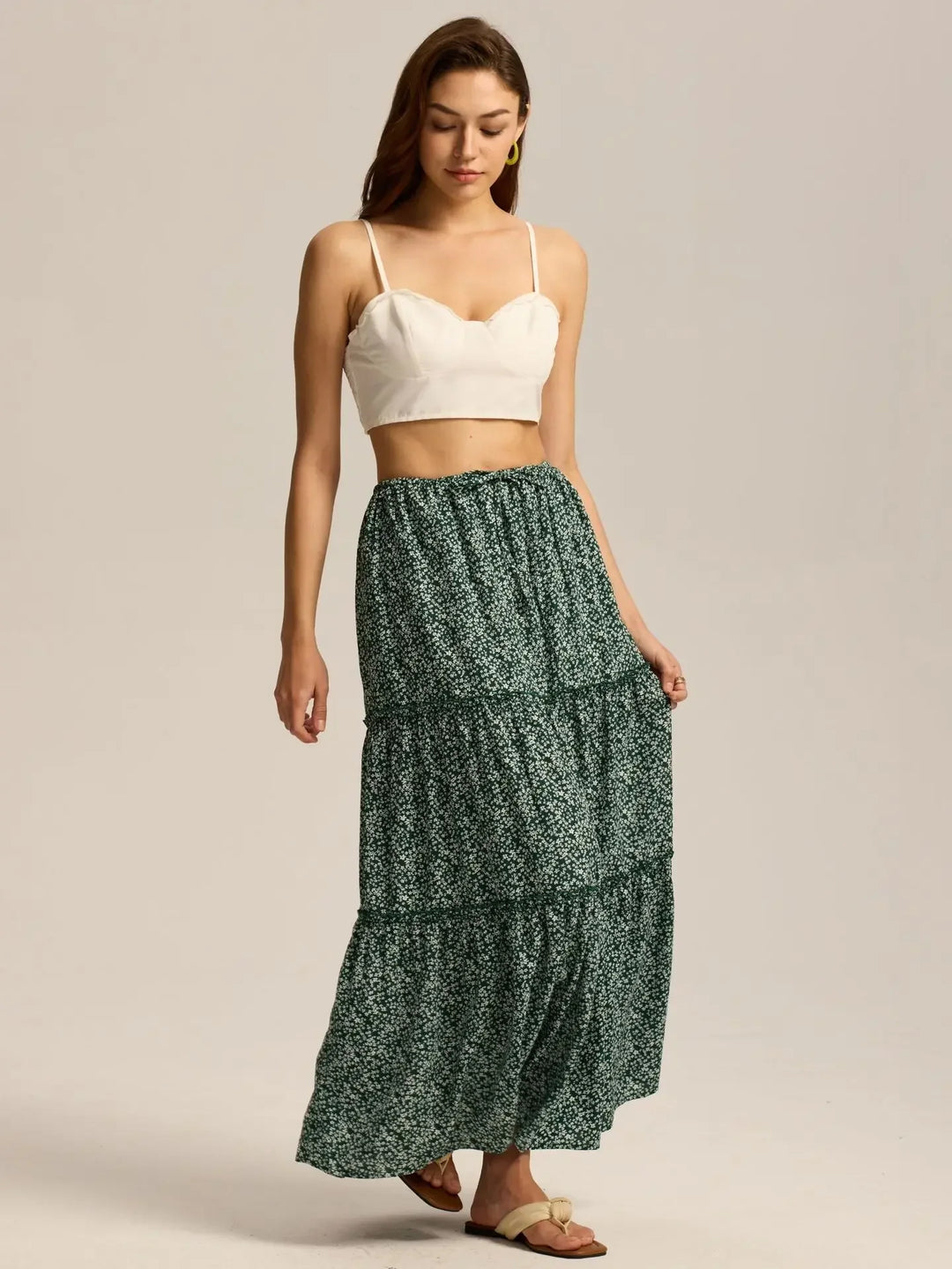 Vivian | 100% Cotton Drawstring Maxi Skirt