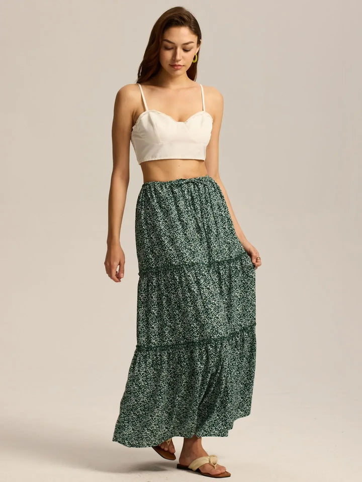 Vivian | 100% Cotton Drawstring Maxi Skirt