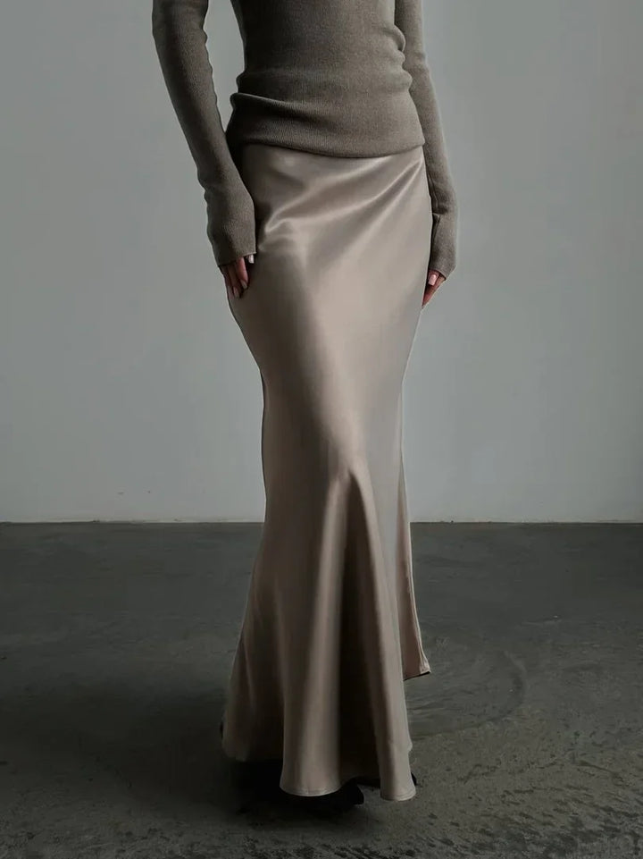 Deborah | Fishtail Hem Satin Maxi Skirt