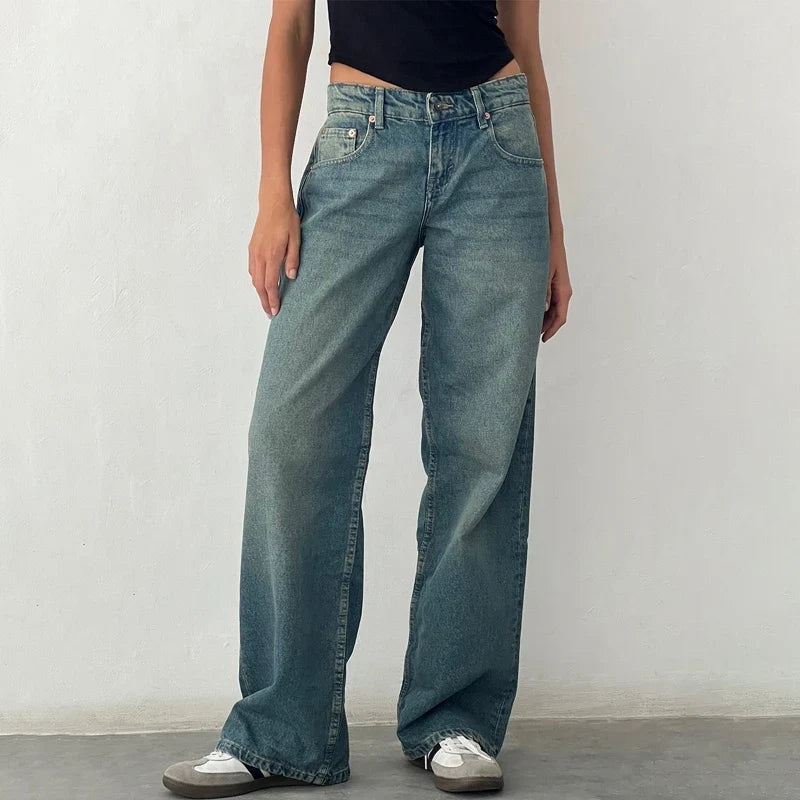 Justina | Mid Rise Wide Leg Jeans