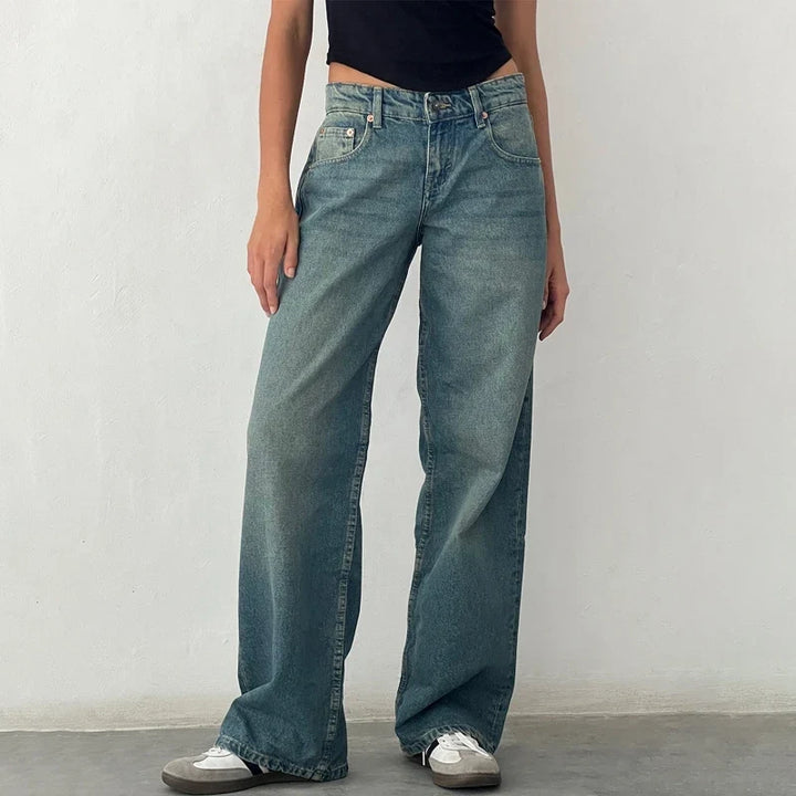 Justina | Mid Rise Wide Leg Jeans