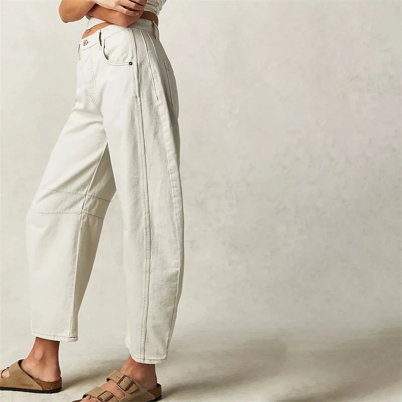 Malvine | Barrel Leg Cotton Denim Jeans