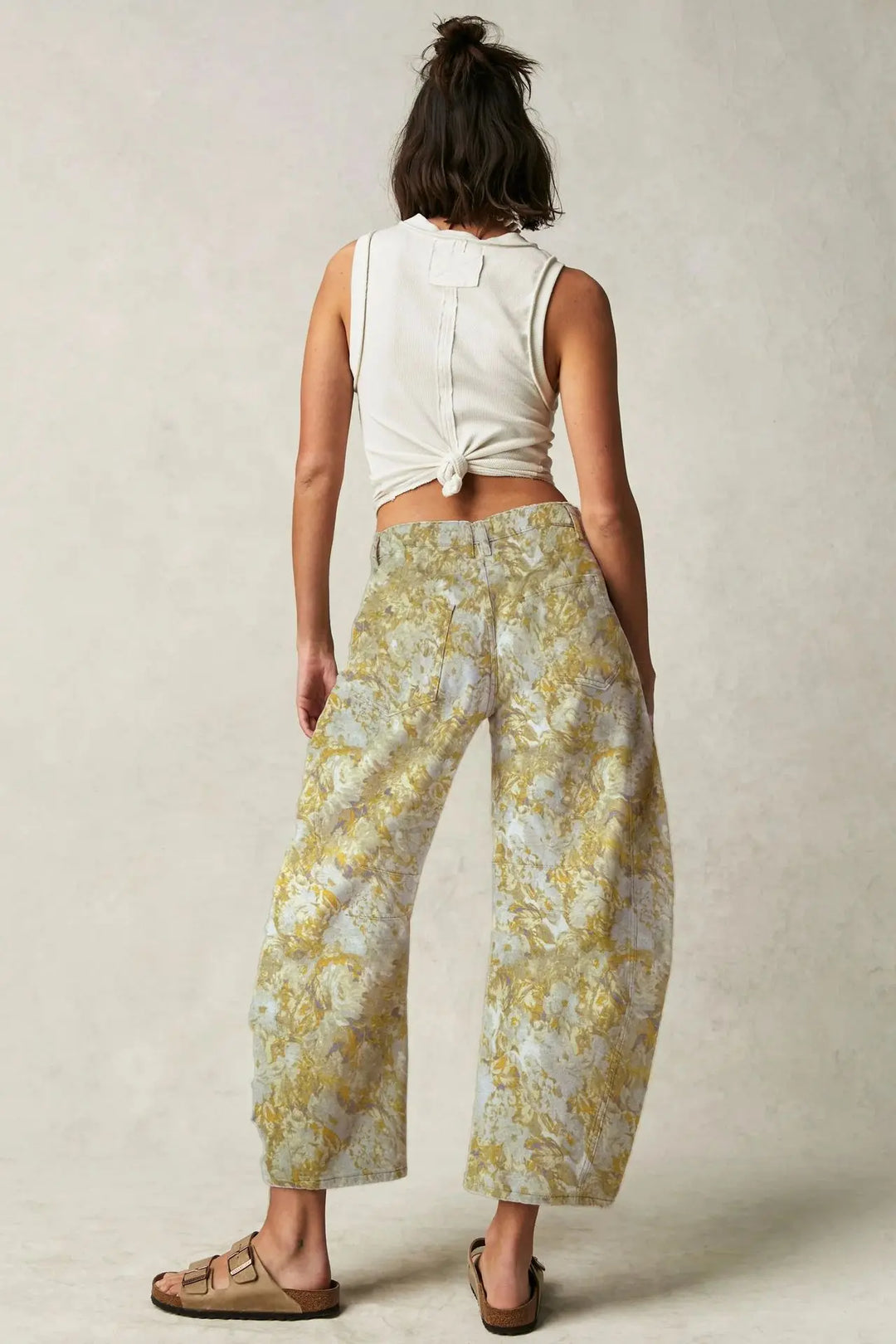 Celine | Printed Cotton Denim Wide Leg Jeans
