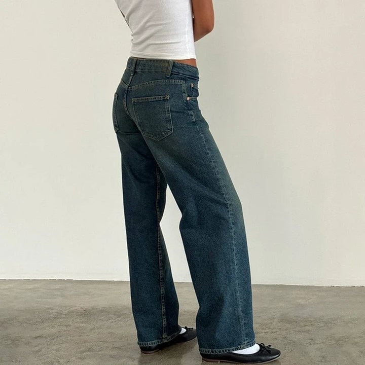 Justina | Mid Rise Wide Leg Jeans