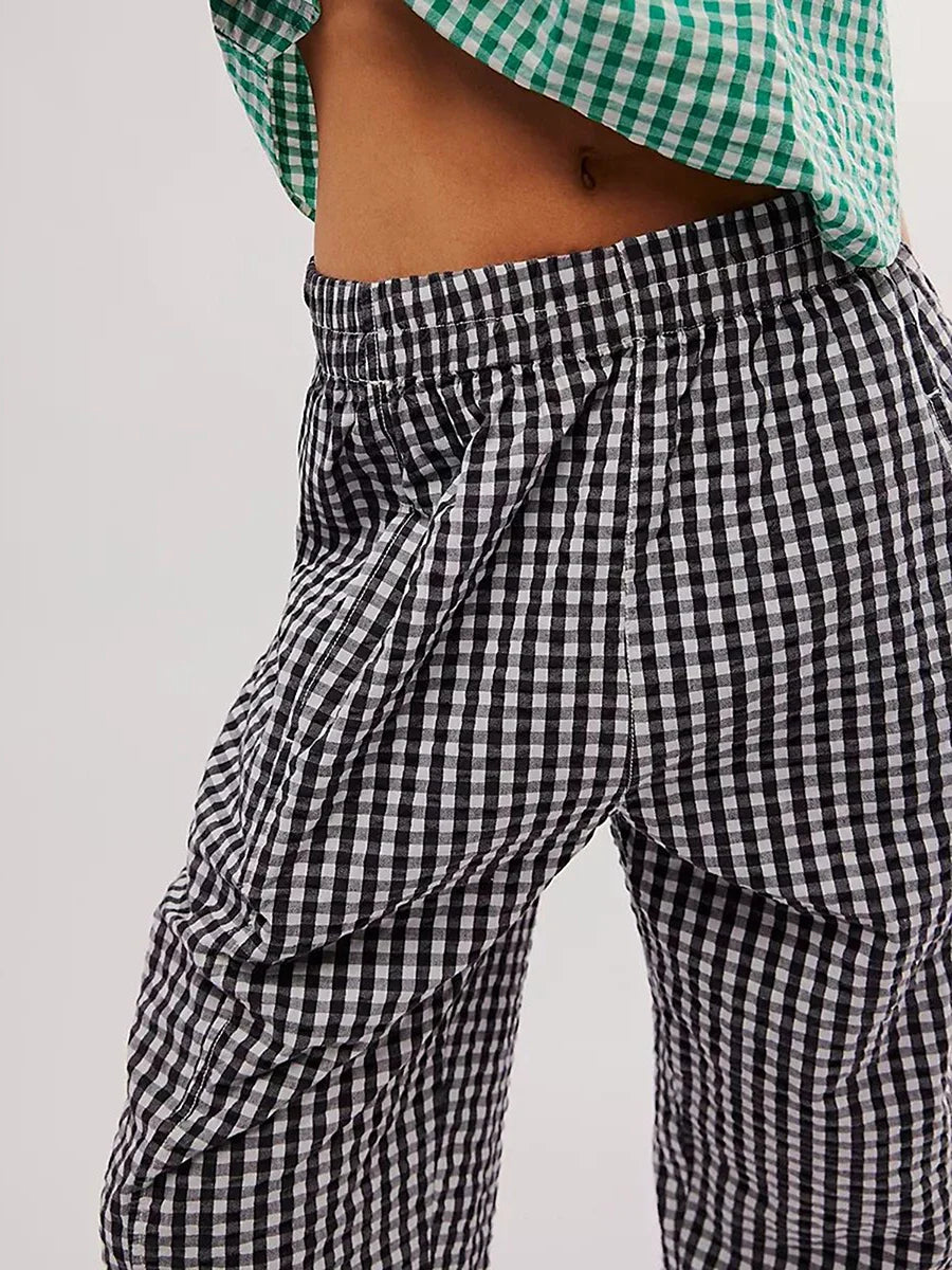 Hilda | Checked Elastic Waist Trousers