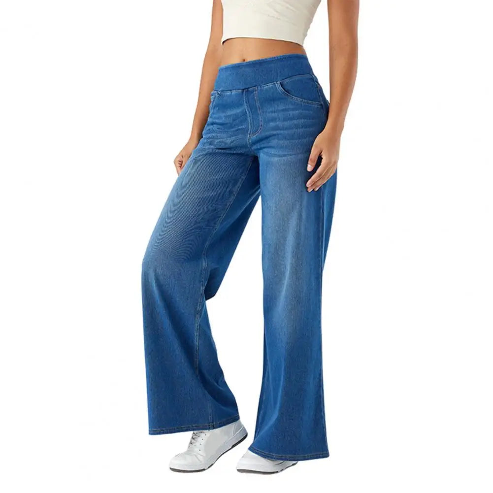Michelle | Pull On Elastic Waist Wide Jeans