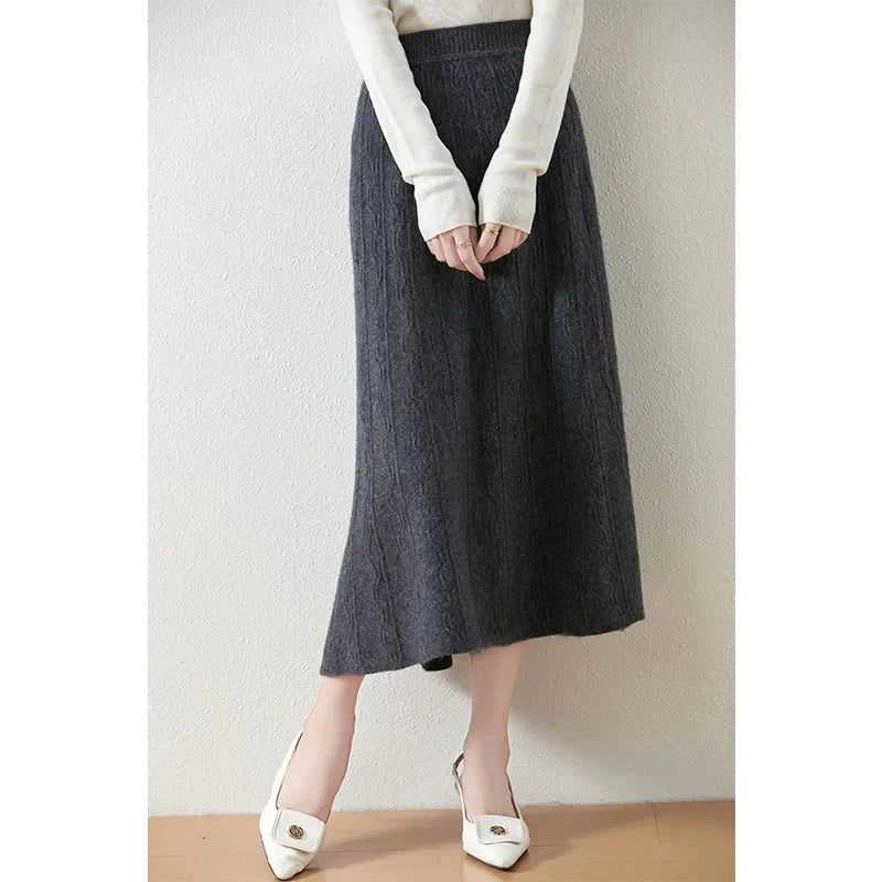 Olympia | Merino Wool Knit A-Line Skirt