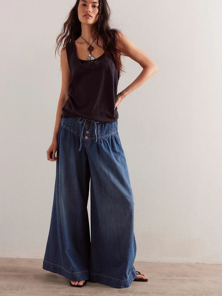 Lucia | Cotton Chambray Wide Leg Pants