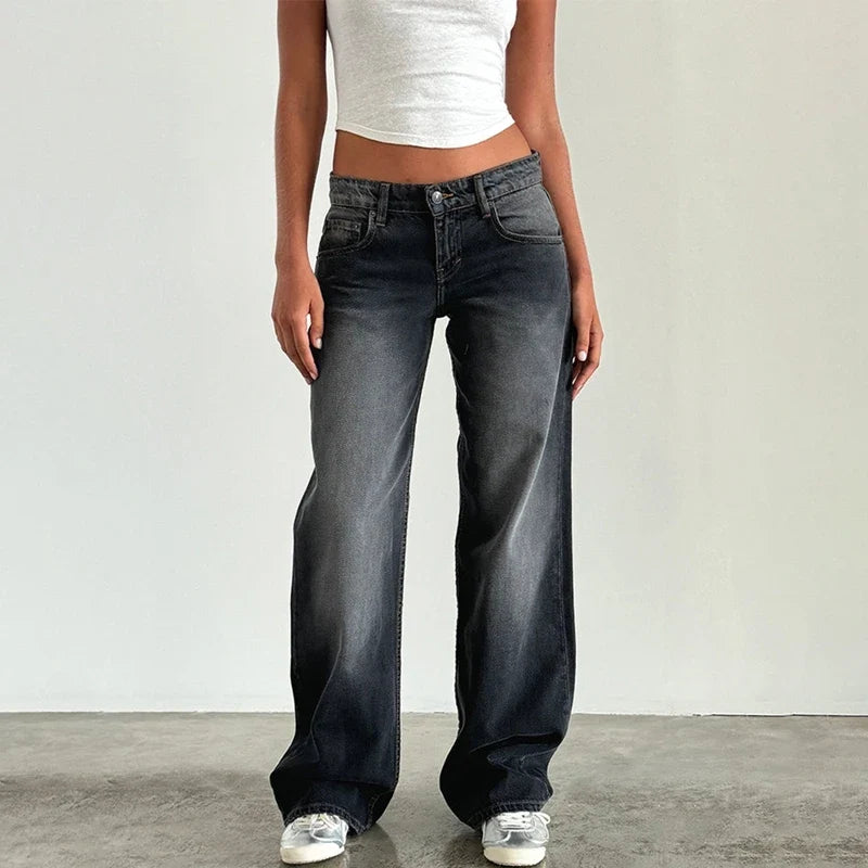 Justina | Mid Rise Wide Leg Jeans