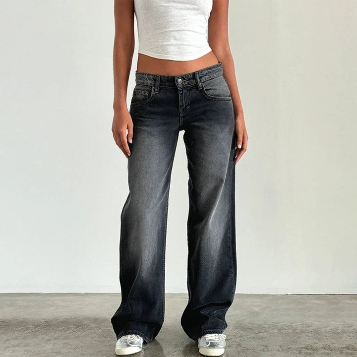Justina | Mid Rise Wide Leg Jeans