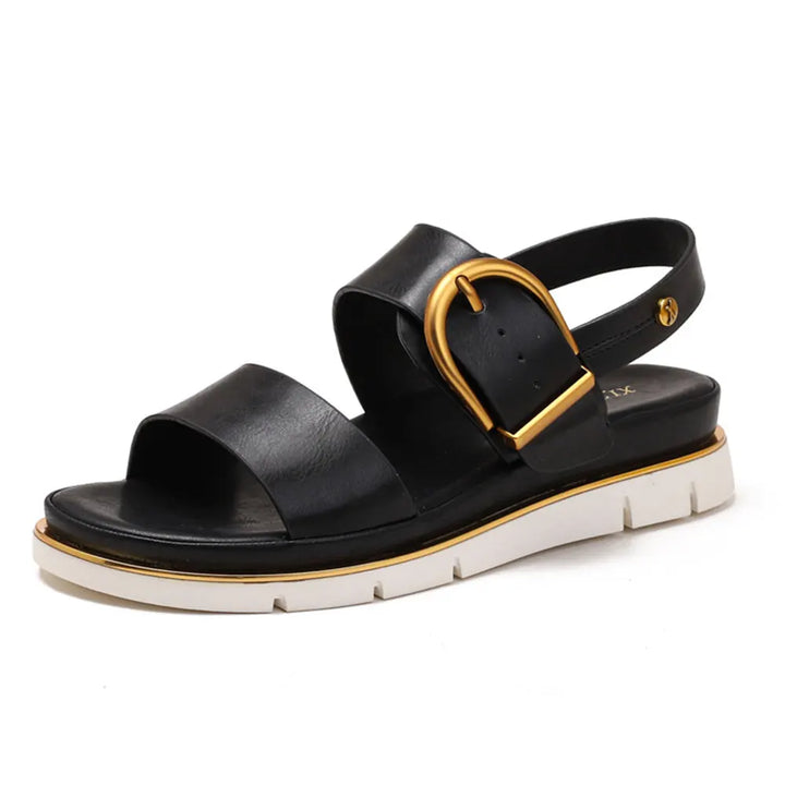 Valeria | Cross Strap Gold Buckle Sandals