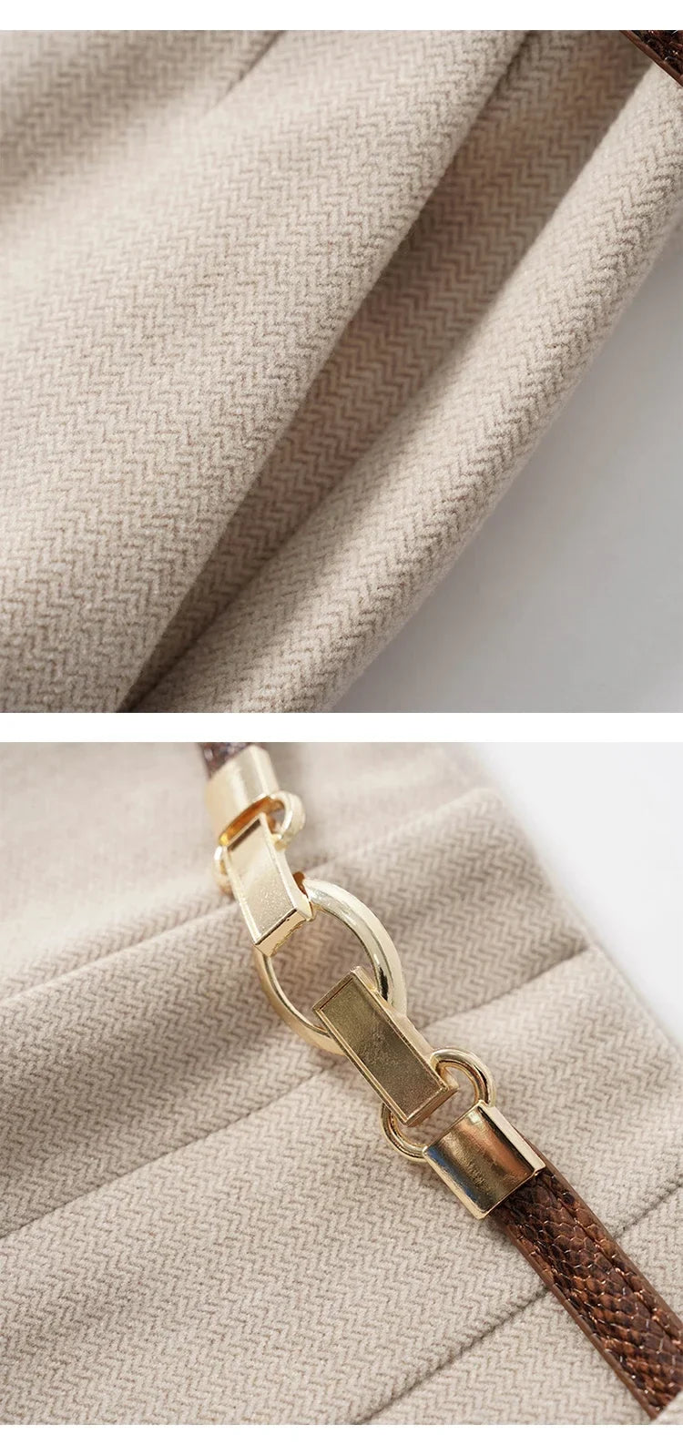 Adelia | 50% Wool Belted Wide Leg Trousers
