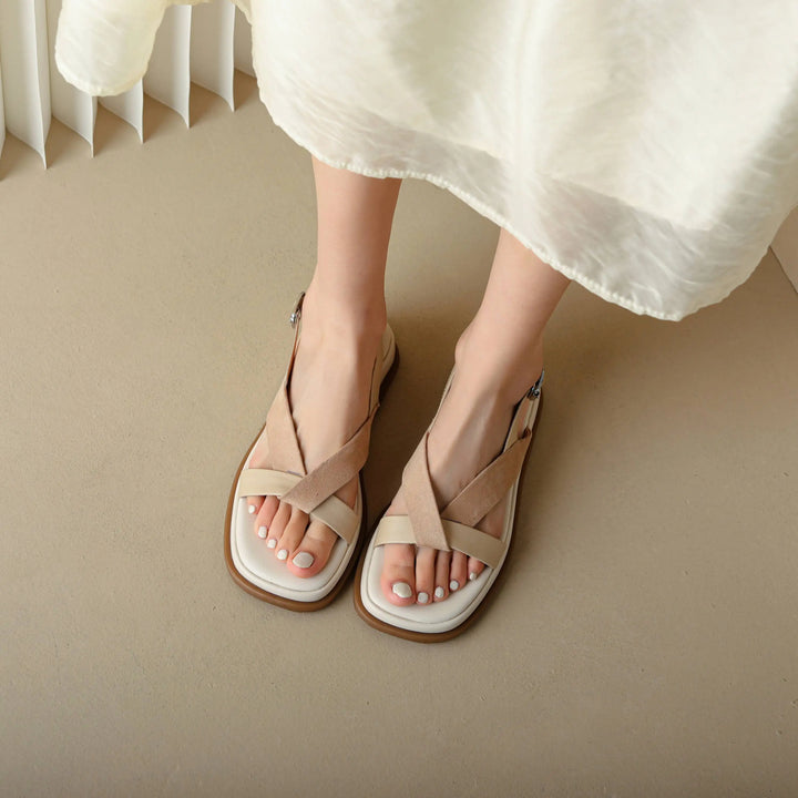 Maximilienne | Leather Low Platform Sandals