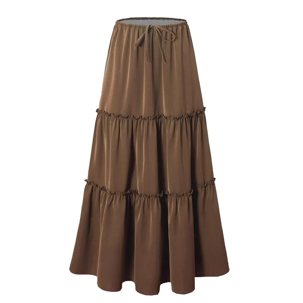 Vivian | 100% Cotton Drawstring Maxi Skirt