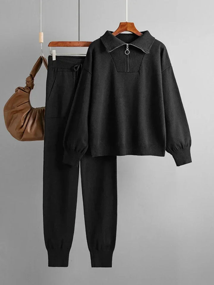Thomasine | Half Zip Knit Two Piece Set