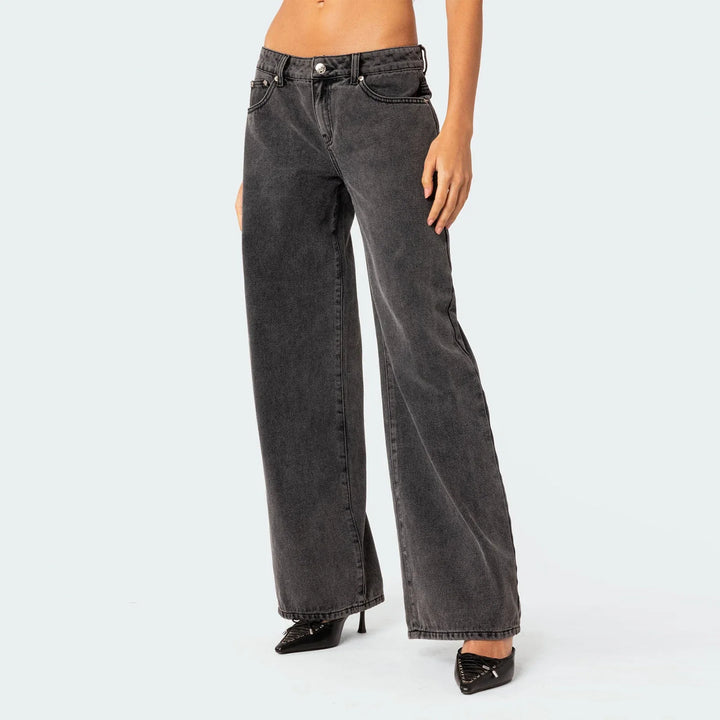 Ines | High Rise Cotton Straight Jeans