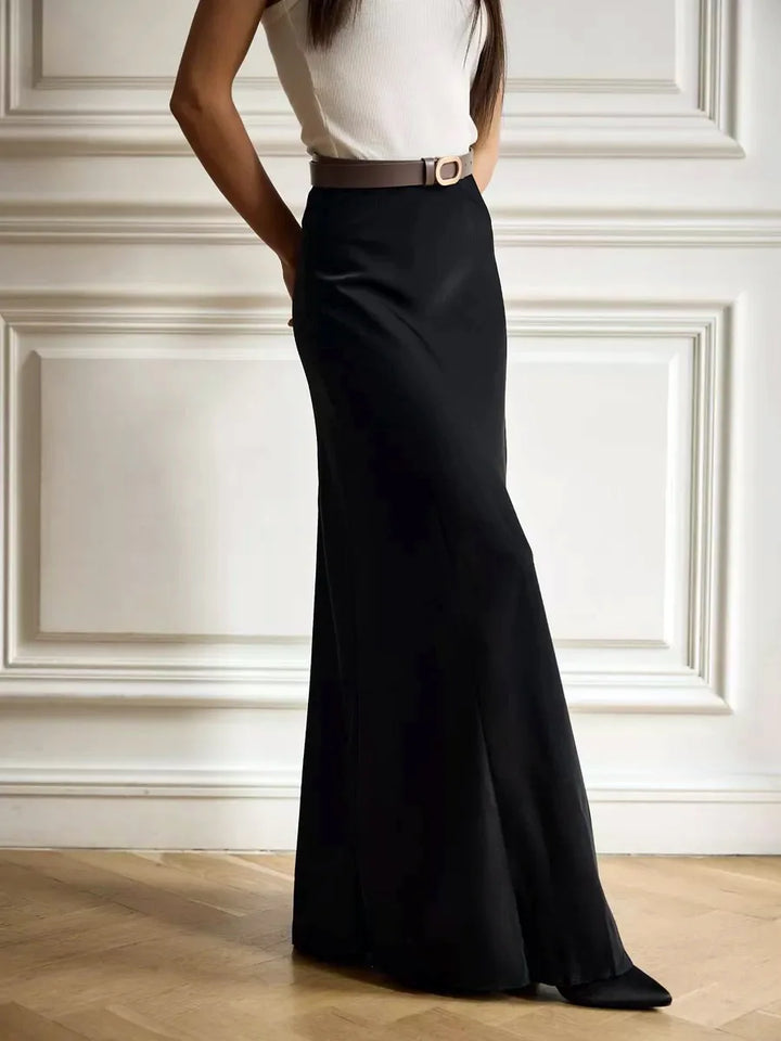Deborah | Fishtail Hem Satin Maxi Skirt