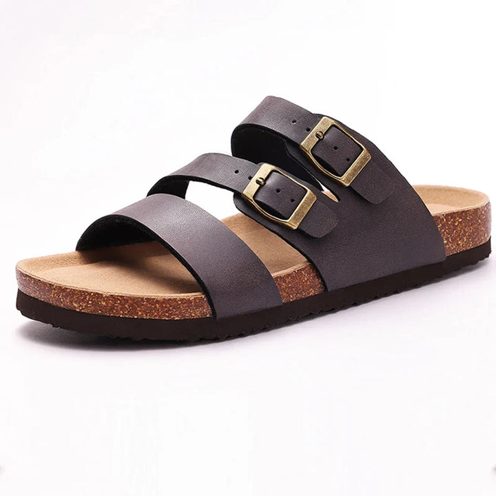 Helena | Nappa Leather Cork Base Slides
