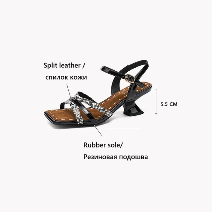Bonnie | Square Toe Leather Heels