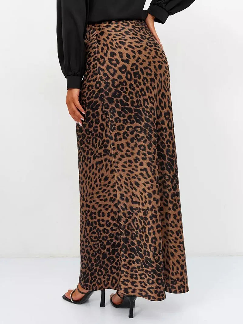 Alexandrine | Leopard Print Satin Skirt