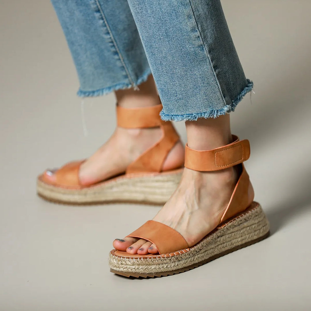 Zulma | Leather Strap Platform Espadrilles