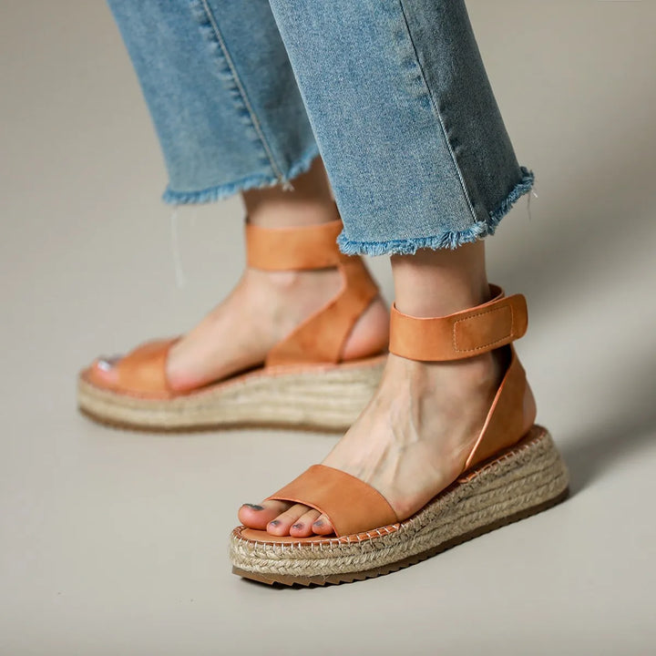 Zulma | Leather Strap Platform Espadrilles