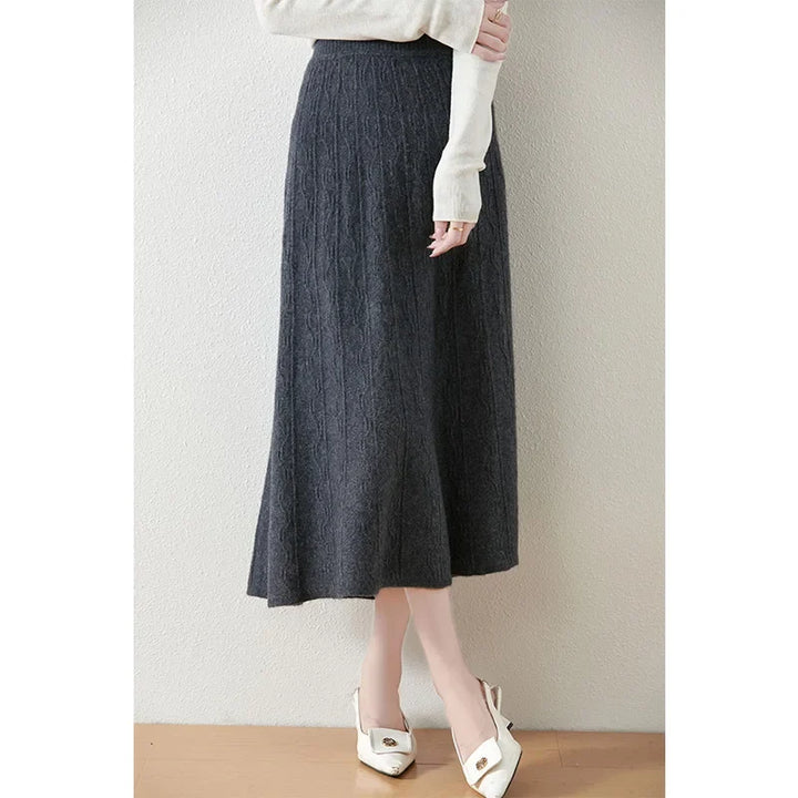 Olympia | Merino Wool Knit A-Line Skirt