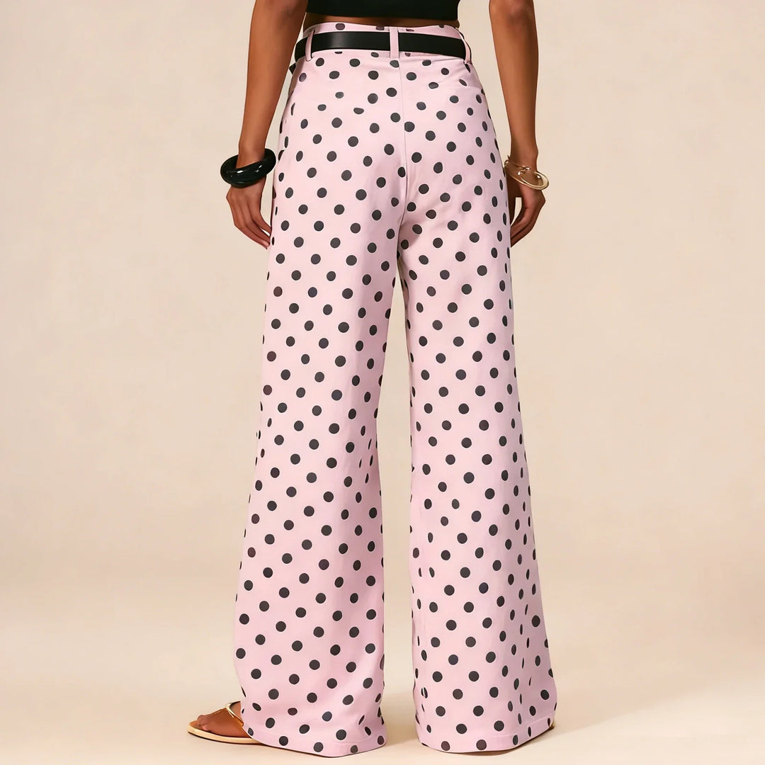Paule | Polka Dot Cotton Wide Leg Trousers