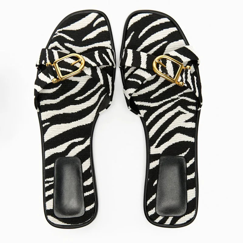 Vitalie | Crossed Strap Cutout Flat Slides