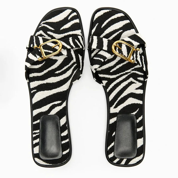 Vitalie | Crossed Strap Cutout Flat Slides