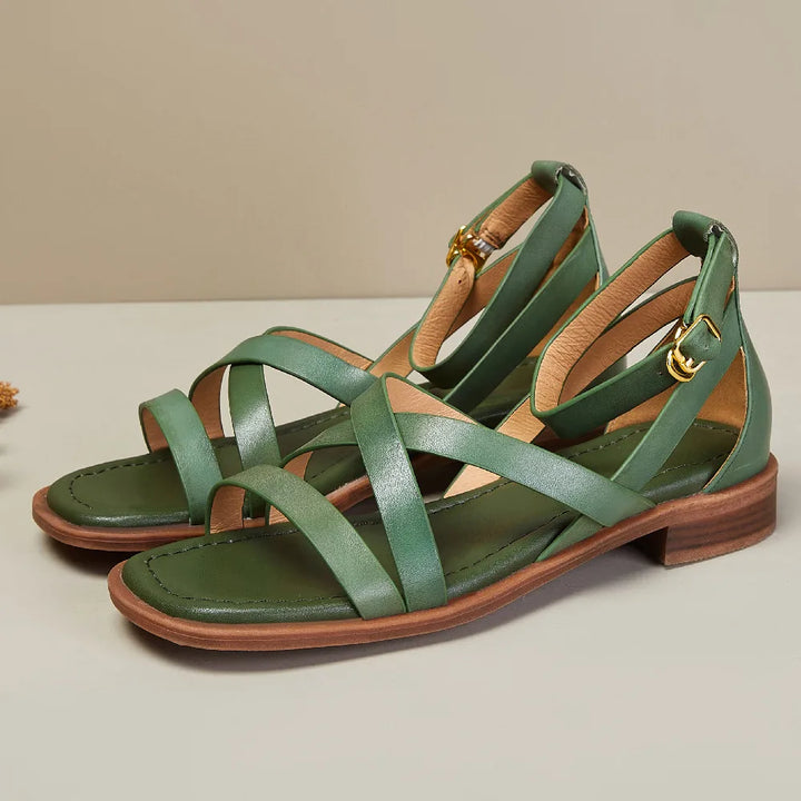 Nora | Woven Leather Ankle Buckle Sandals