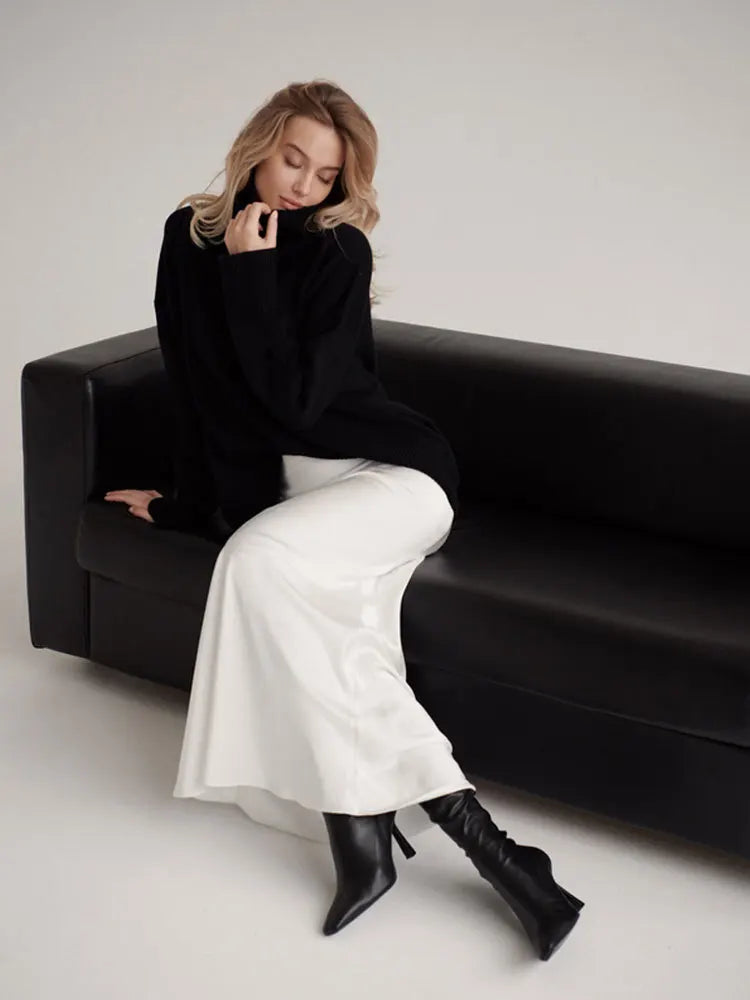 Deborah | Fishtail Hem Satin Maxi Skirt
