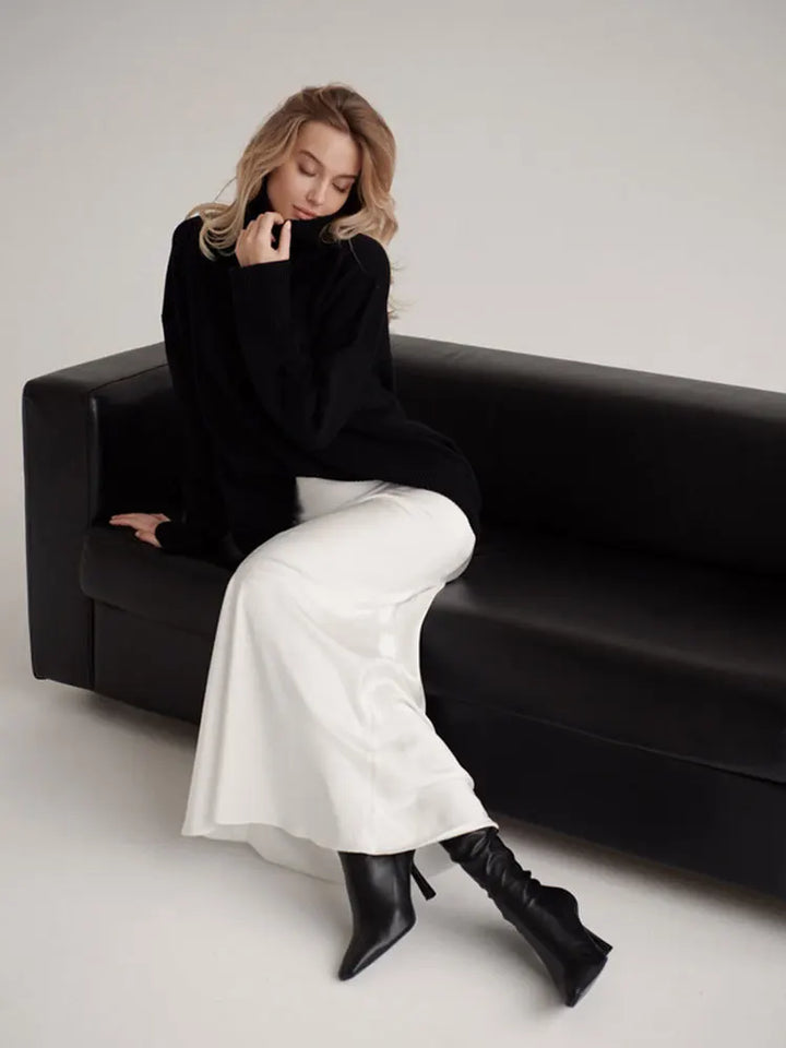 Deborah | Fishtail Hem Satin Maxi Skirt