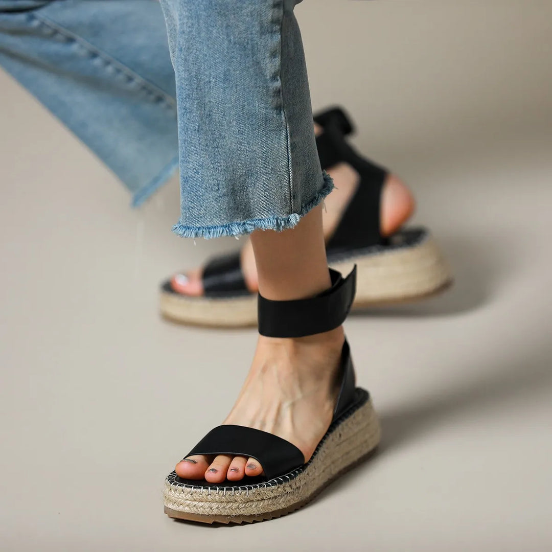 Zulma | Leather Strap Platform Espadrilles