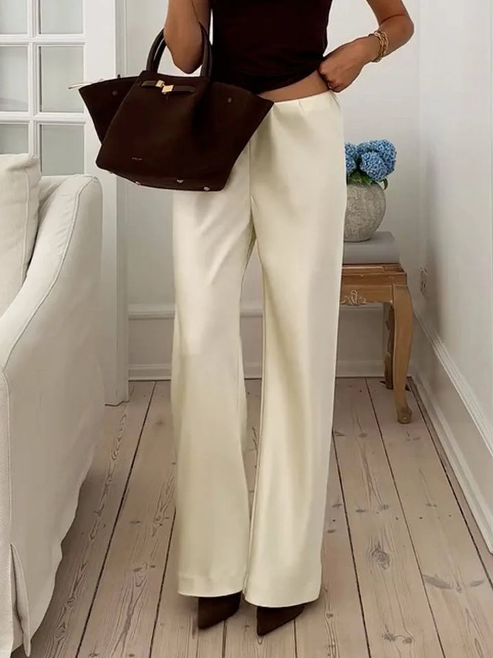 Seraphine | Satin Weave Wide Leg Trousers