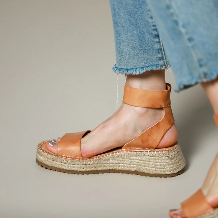 Zulma | Leather Strap Platform Espadrilles