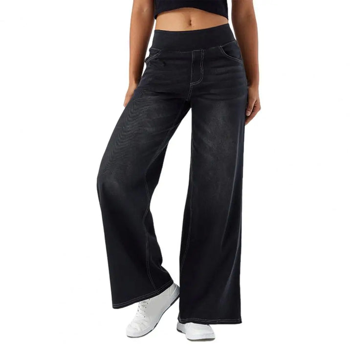 Michelle | Pull On Elastic Waist Wide Jeans