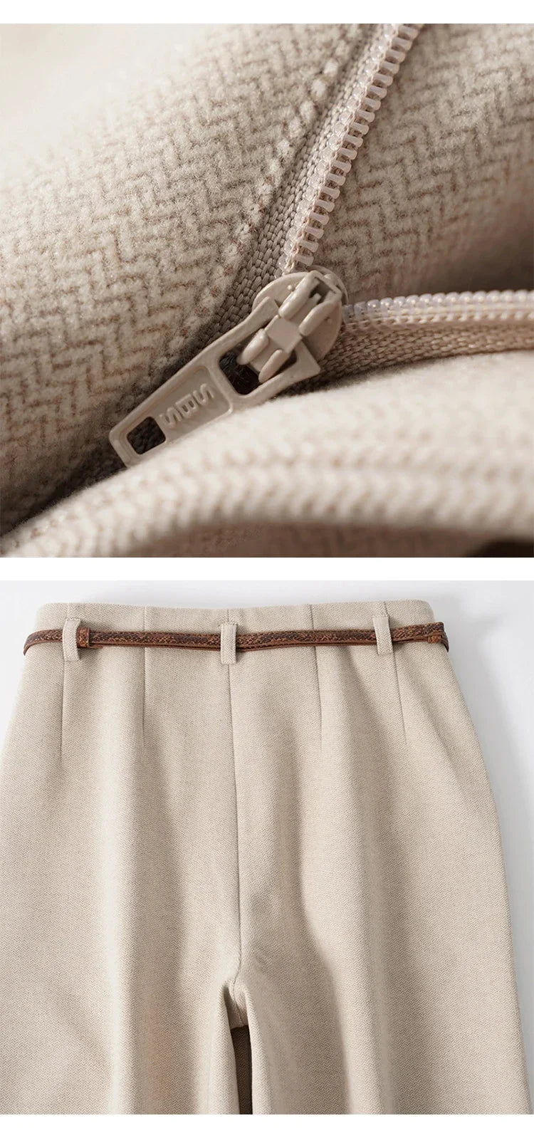 Adelia | 50% Wool Belted Wide Leg Trousers