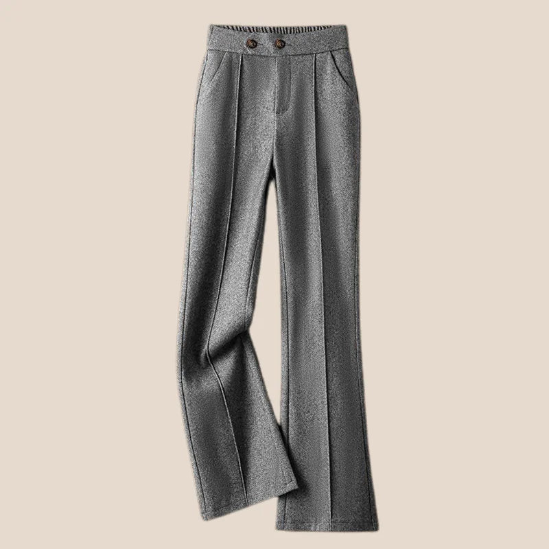 Capucine | Wool Blend Pleated Flare Trousers