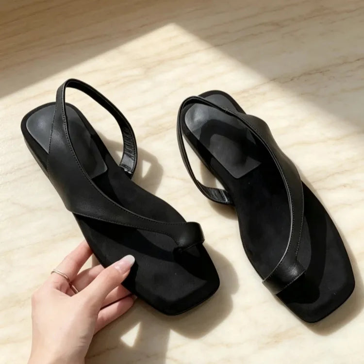 Lois | Toe Post Leather Flat Sandals