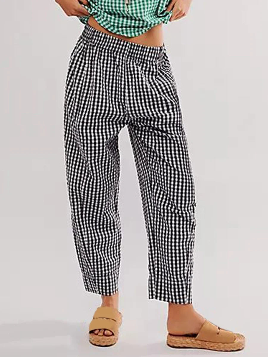 Hilda | Checked Elastic Waist Trousers