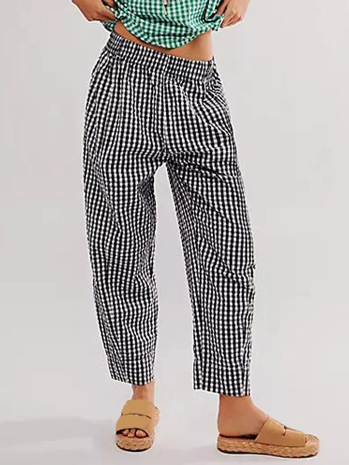 Hilda | Checked Elastic Waist Trousers