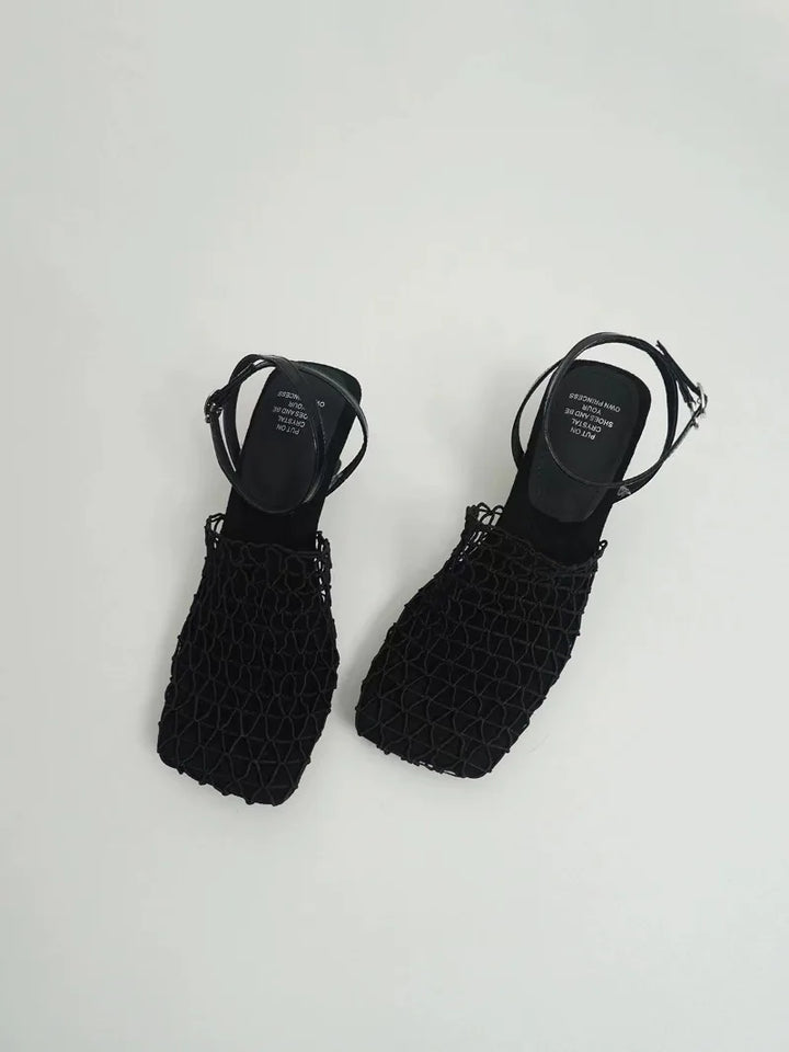 Alida | Braided Linen Square Toe Heels