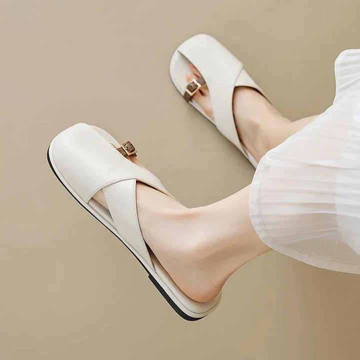 Luella | Sculpted Leather Footbed Sandals