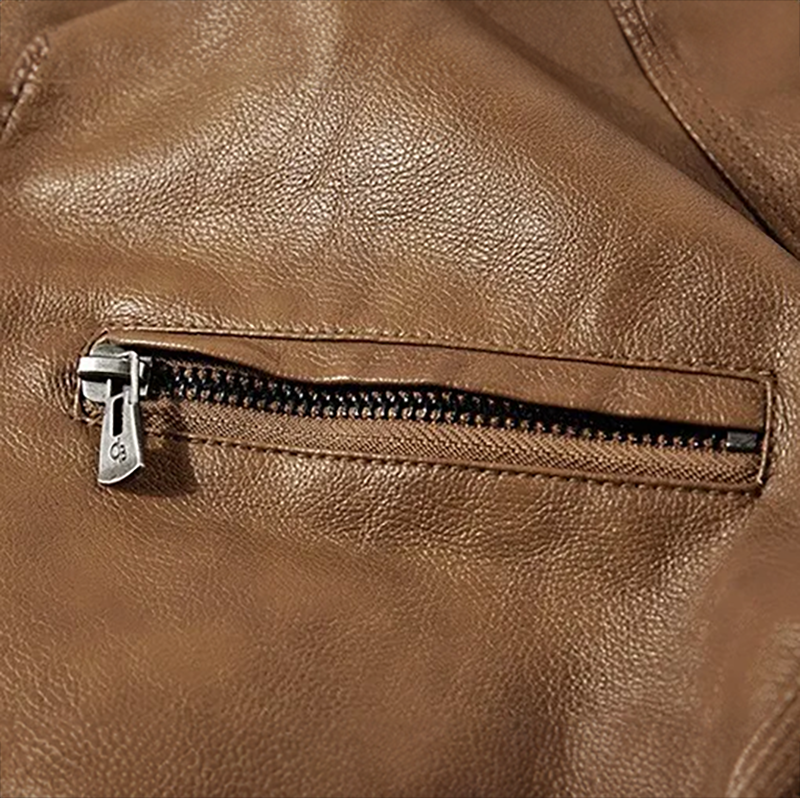 Hormidas | Corduroy Collar Leather Jacket