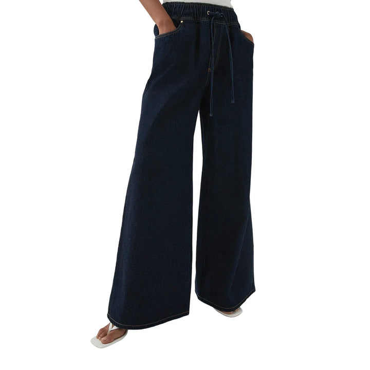 Mariange | Drawstring Wide Leg Denim Jeans