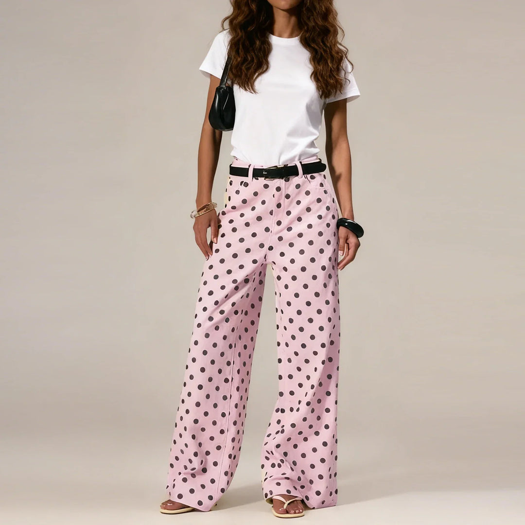 Paule | Polka Dot Cotton Wide Leg Trousers