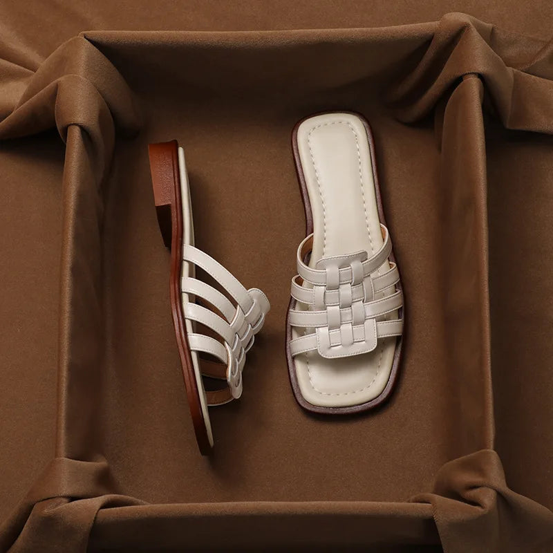 Andreanne | Hand Woven Square Toe Slides